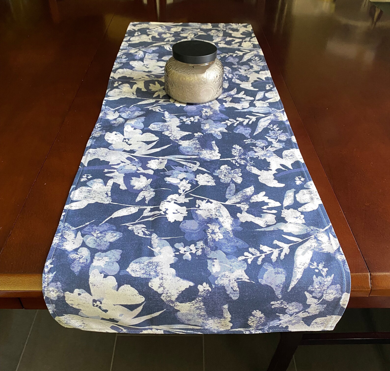 Blue Floral Table Runner/blue Farmhouse Decor/ Farmhouse Etsy