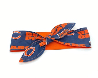 Chicago Bears  Headband, Bears headband, Football Headwrap, Front Knotted Cotton Headband, Made In USA, NFL Fan gift