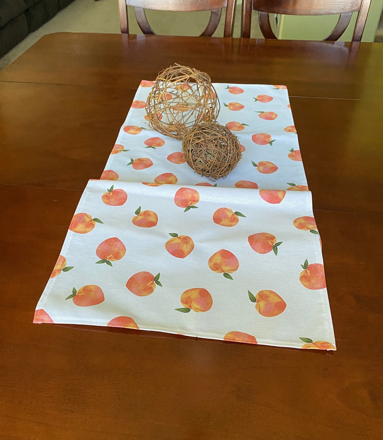Peach Table Runner/ Peaches Farmhouse Decor/ Farmhouse Kitchen Etsy