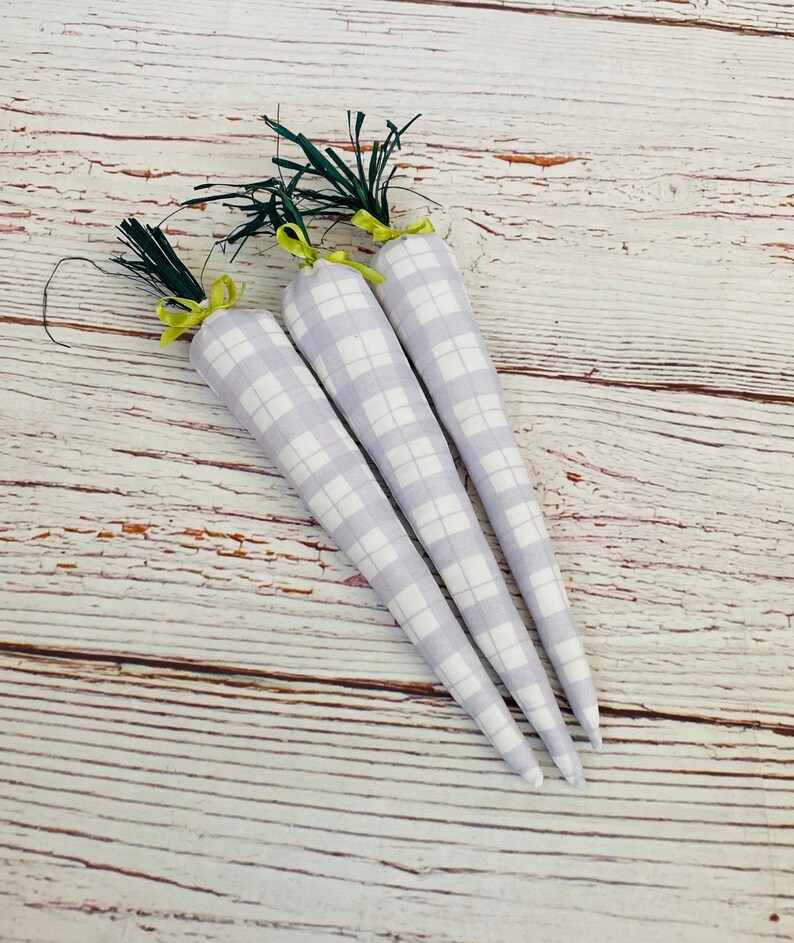 Farmhouse Style Fabric Carrots Easter Decor Spring Decor Plaid Easter Carrots