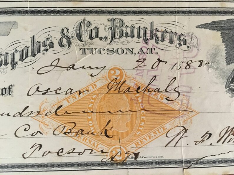 Jacobs /& Co Bankers Check L.M First Bank of Tucson