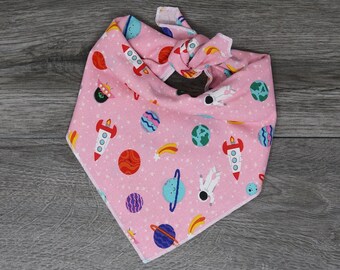 Dog Bandana - Space Galaxy Print Dog Bandana - Tie On - "Pink Space"