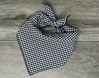 Bandana quadrata per cani a quadretti neri - da annodare - "A quadretti neri"