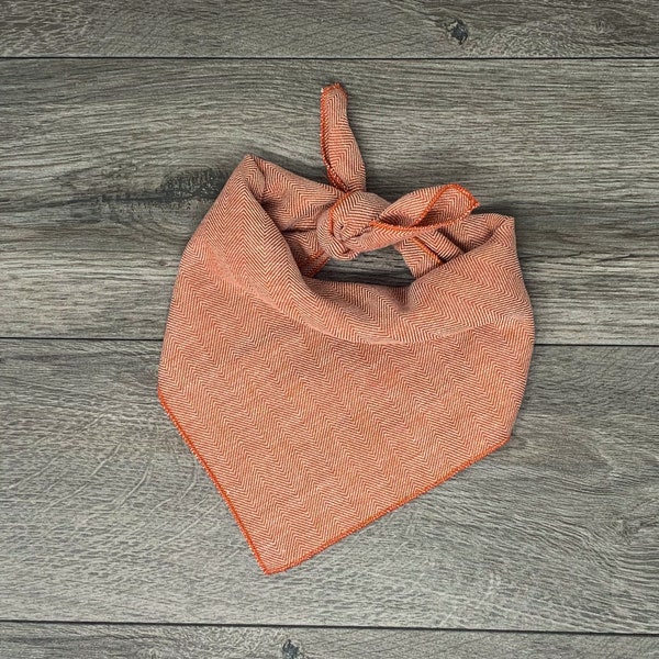 Burnt Orange Flannel Dog Bandana - Tie On Bandana - Plaid Dog Bandana - "Aspen"