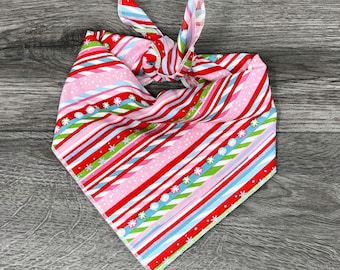 Christmas Holiday Dog Bandana - "Candy Cane Stripes"
