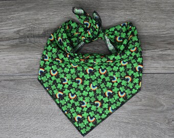 Dog Bandana - St Patrick Dog Bandana - Tie On - Shamrock Clover - "Rainbow Clovers"