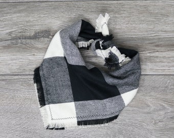 Dog Bandana - Pet Bandana - Tie On Bandana - Fray Bandana - Buttery Soft Black and White - "Dalmatian"