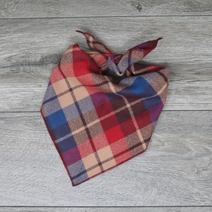 Dog Flannel Fall Bandana - Triangle Custom Bandana - Tie On Bandana - "Toffee"