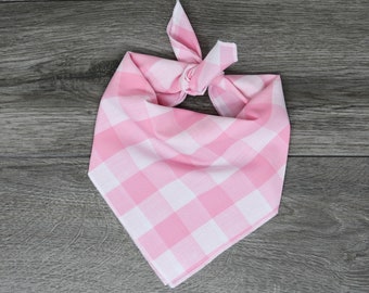 Bandana per cani a quadri blu - Bandana estiva per cani - Da annodare - "A quadri rosa"