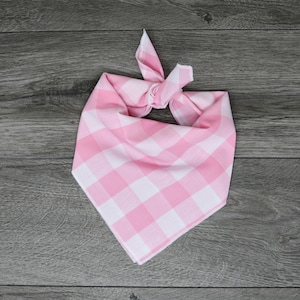 Dog Bandana Blue Checkered- Summer Dog Bandana - Tie On - &quot;Pink Checkered&quot;