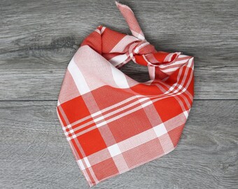 Valentine's Dog Bandana - Lightweight Summer Flannel Dog Bandana - Tie On Bandana - Plaid Dog Bandana - "Clementine"