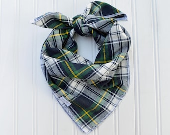 Dog Bandana - Personalized Dog Bandana - Tie On Bandana - Green Yellow Plaid