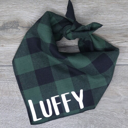 Personalized Autumn Plaid Flannel Dog Bandana Green Orange Etsy Canada