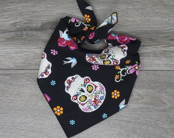 Dog Bandana - Square Tie On - Day of the Dead Bandana - Dia de Los Muertos