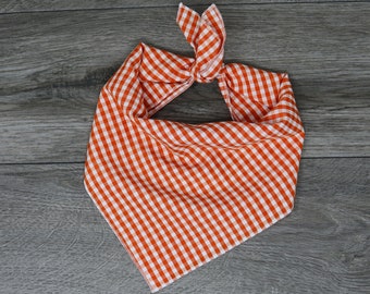 Dog Bandana Orange Gingham - Summer Dog Bandana - Tie On - "Orange Gingham"
