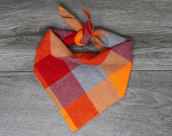 Dog Flannel Bandana - Triangle Bandana - Tie On Bandana - "Maple"