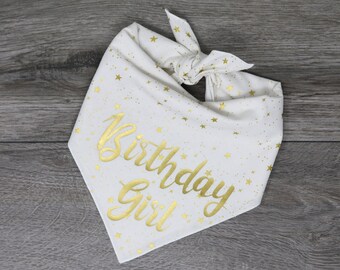 Happy Birthday Dog Bandana - Birthday Girl Boy Dog Bandana - Tie On Bandana - "Starry Birthday"