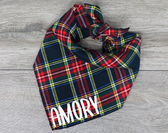 Dog Bandana - Personalized Dog Bandana - Christmas Green - Tie On Bandana - &quot;Amory+&quot;