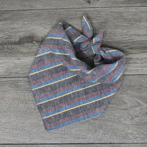Bandana para perro a cuadros gris, azul y amarillo - Bandana para atar - Bandana para perro a cuadros gris - "Ollie"
