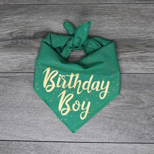 Happy Birthday Dog Bandana - Birthday Girl Boy Dog Bandana - Tie On Bandana - "Green Birthday"