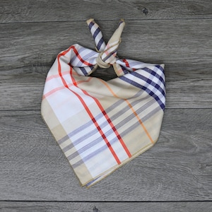 Dog Bandana - Plaid Dog Bandana - Tie On Bandana - &quot;Oatmeal Plaid&quot;