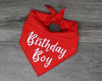 NEW | Happy Birthday Dog Bandana - Birthday Girl Boy Dog Bandana - Tie On Bandana - "Red Birthday"