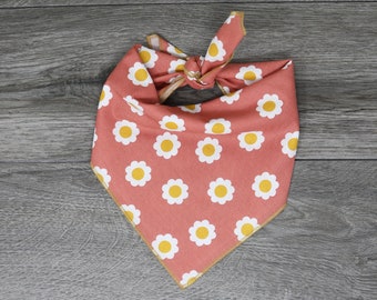 Dog Bandana - Flower Summer Bandana - Spring Dog Bandana - Tie On - "Terracotta Daisy”