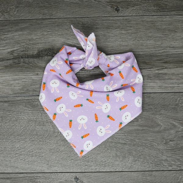 Dog Bandana - Easter Dog Bandana - Spring Dog Bandana - Tie On - "Purple Bunny"