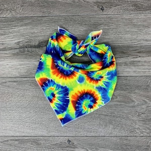Tie On Dog Bandana - Summer Dog Bandana - Bright Tie Dye