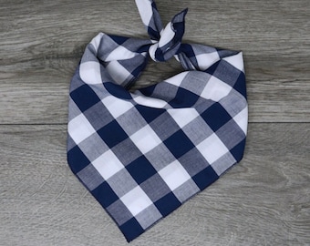 Bandana per cani a quadri blu - Bandana estiva per cani - Da annodare - "Dallas"