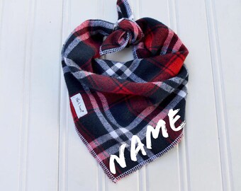 Dog Bandana - Personalized Dog Bandana - Tie On Bandana - Blue Red Plaid