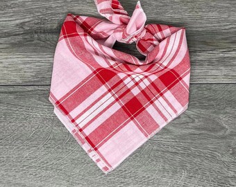 Valentine's Dog Bandana - Heart Dog Bandana  - Tie On Bandana - Valentine Flannel