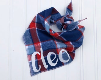 Dog Bandana - Triangle Cut Personalized Dog Bandana - Tie On Bandana - "Cleo"
