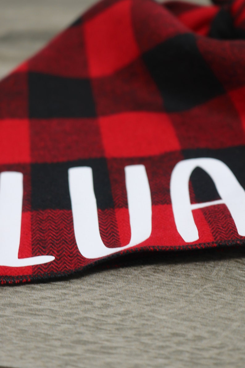 Custom Buffalo Red Personalized Dog Bandana Tie On Bandana Red Plaid Dog Bandana