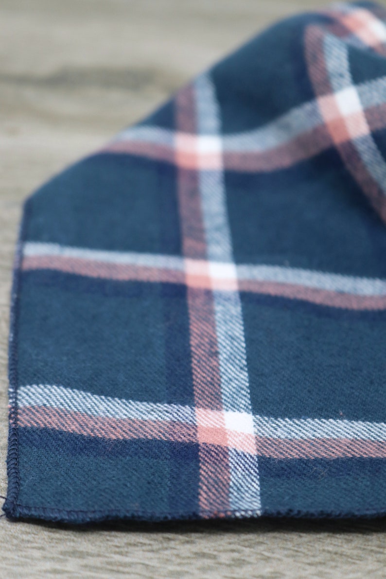Dog Bandana Blue Pink Plaid Dog Bandana Tie On Bandana Etsy