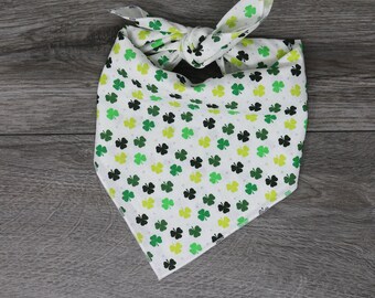 Dog Bandana - St Patrick Dog Bandana - Tie On - Shamrock Clovers - "Lime Clovers"