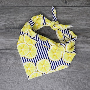 Dog Bandana - Lemonade Lemons Stripes Dog Bandana - Summer Tie On - &quot;Palmer&quot;
