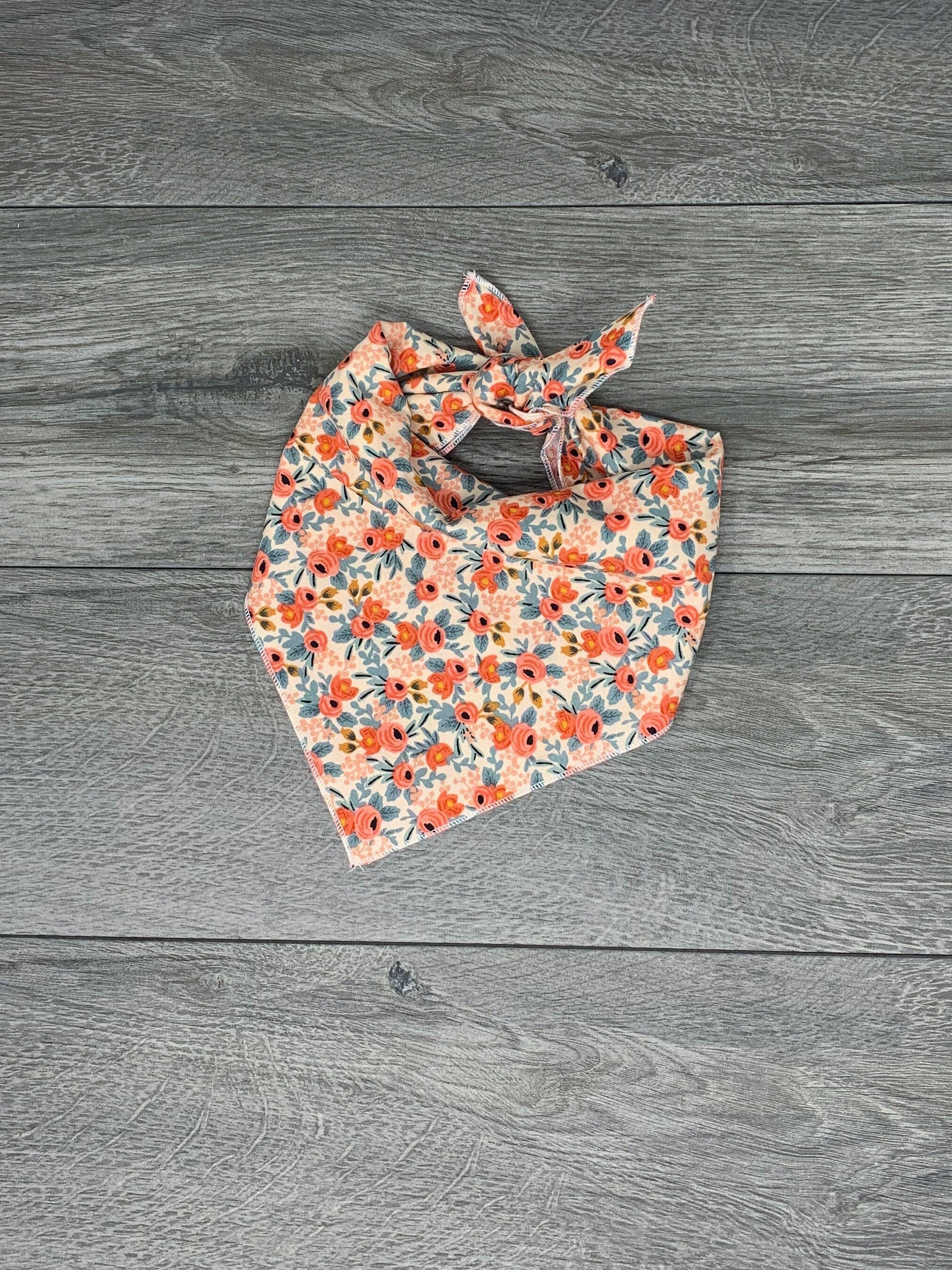 Dog Bandana - Rifle Paper Co - Flower Bandana -  "Rosa Peach"