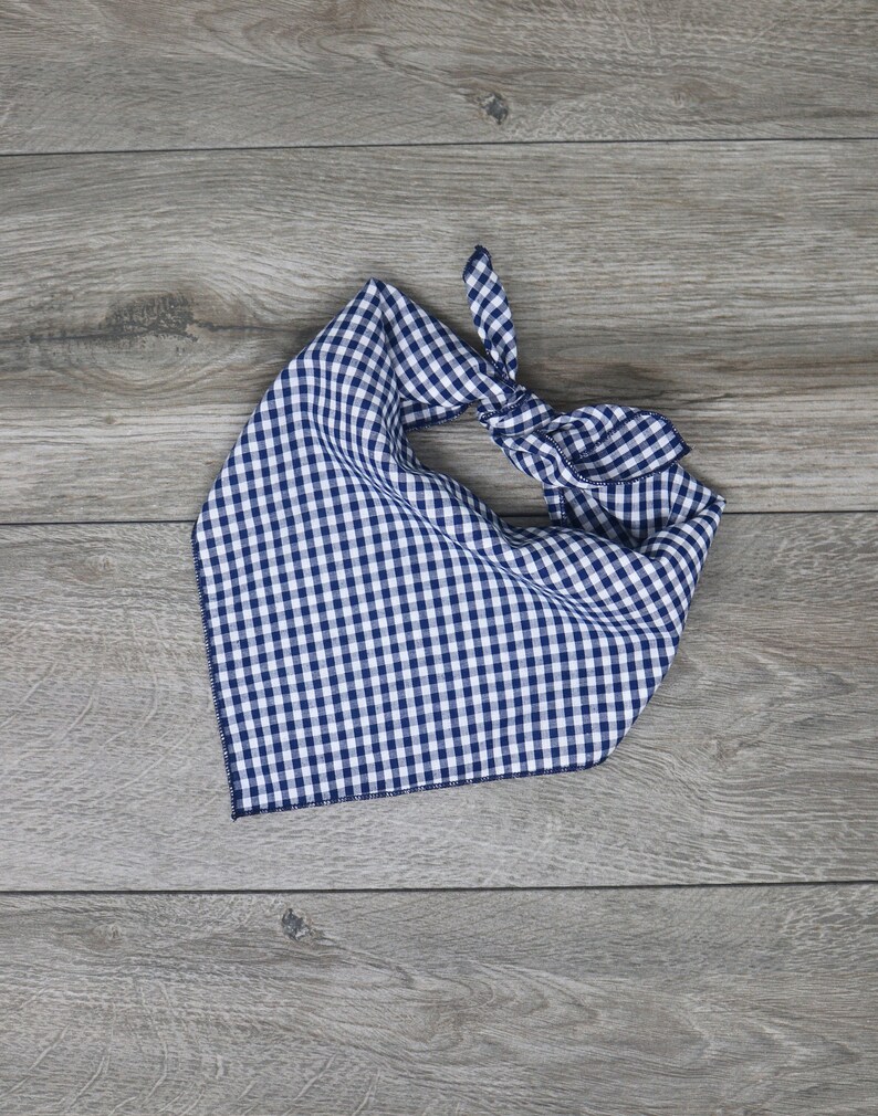 Dog Bandana Blue Gingham Summer Dog Bandana Tie On Etsy