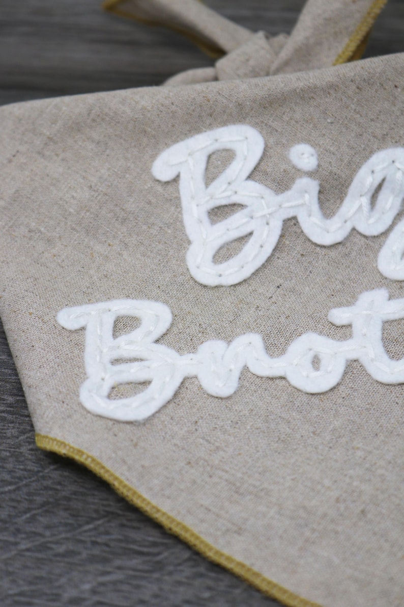 Custom Dog Bandana - Embroidered by Hand - Big Brother Big Sister Announcement - Baby Security image 4