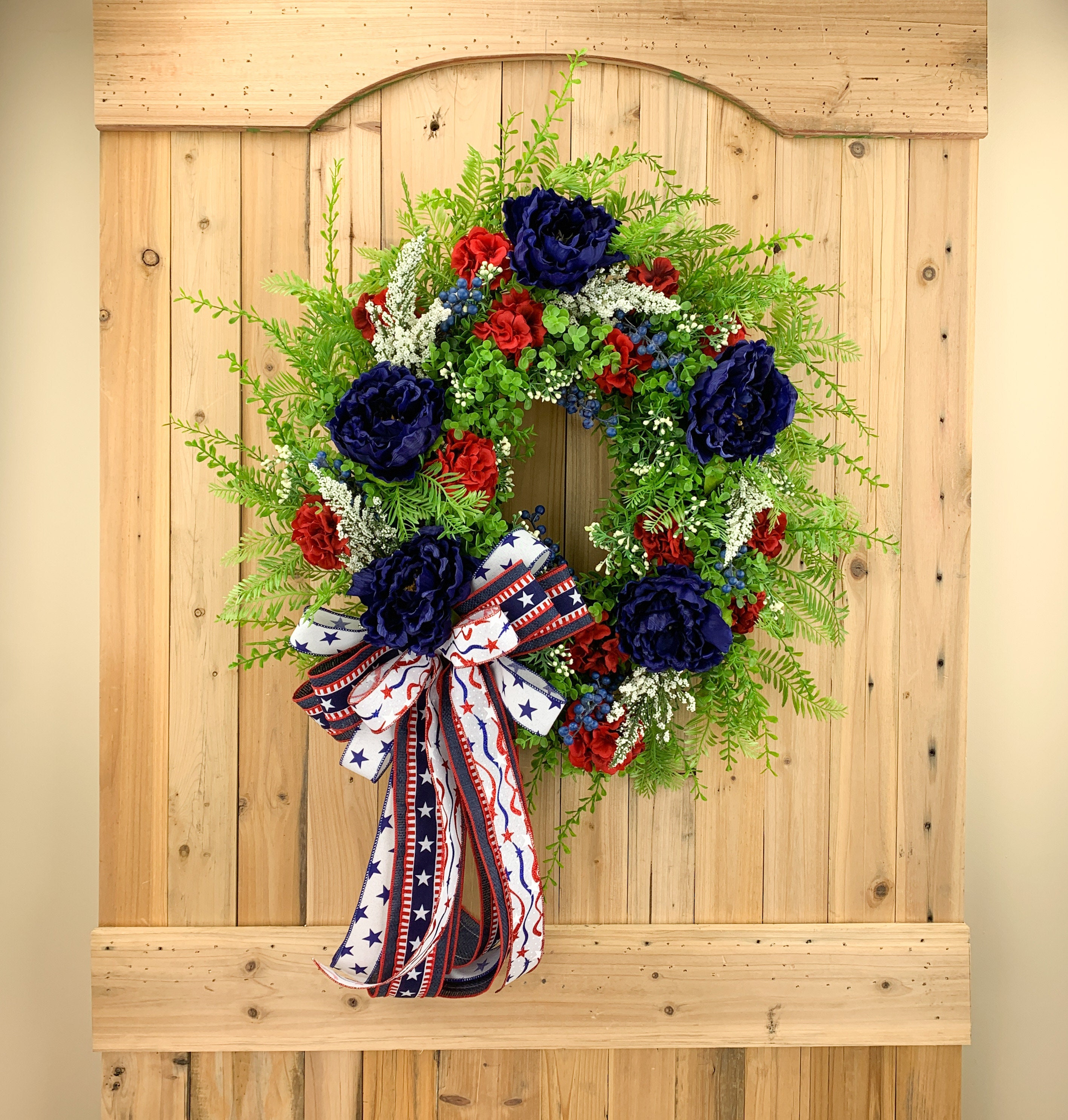 red white blue wreath door decor Wreath patriotic wreath wall decor