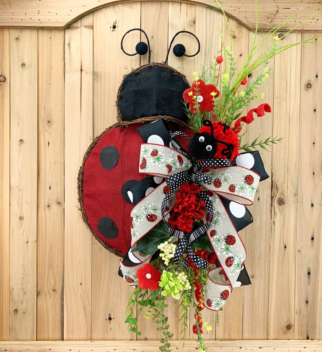 Spring Wreath for Front Door Ladybug Door Hanger Ladybug - Etsy