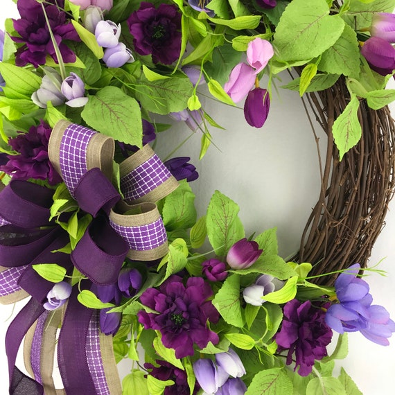 Spring Wreath Tulip Wreath Spring Door Decorations Office Etsy