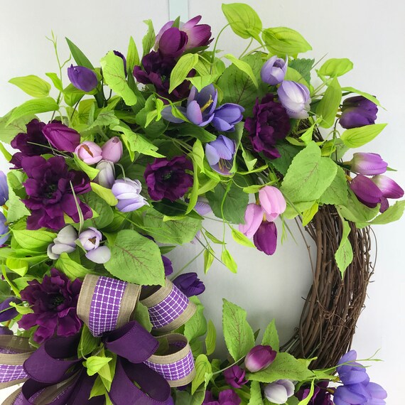 Spring Wreath Tulip Wreath Spring Door Decorations Office Etsy