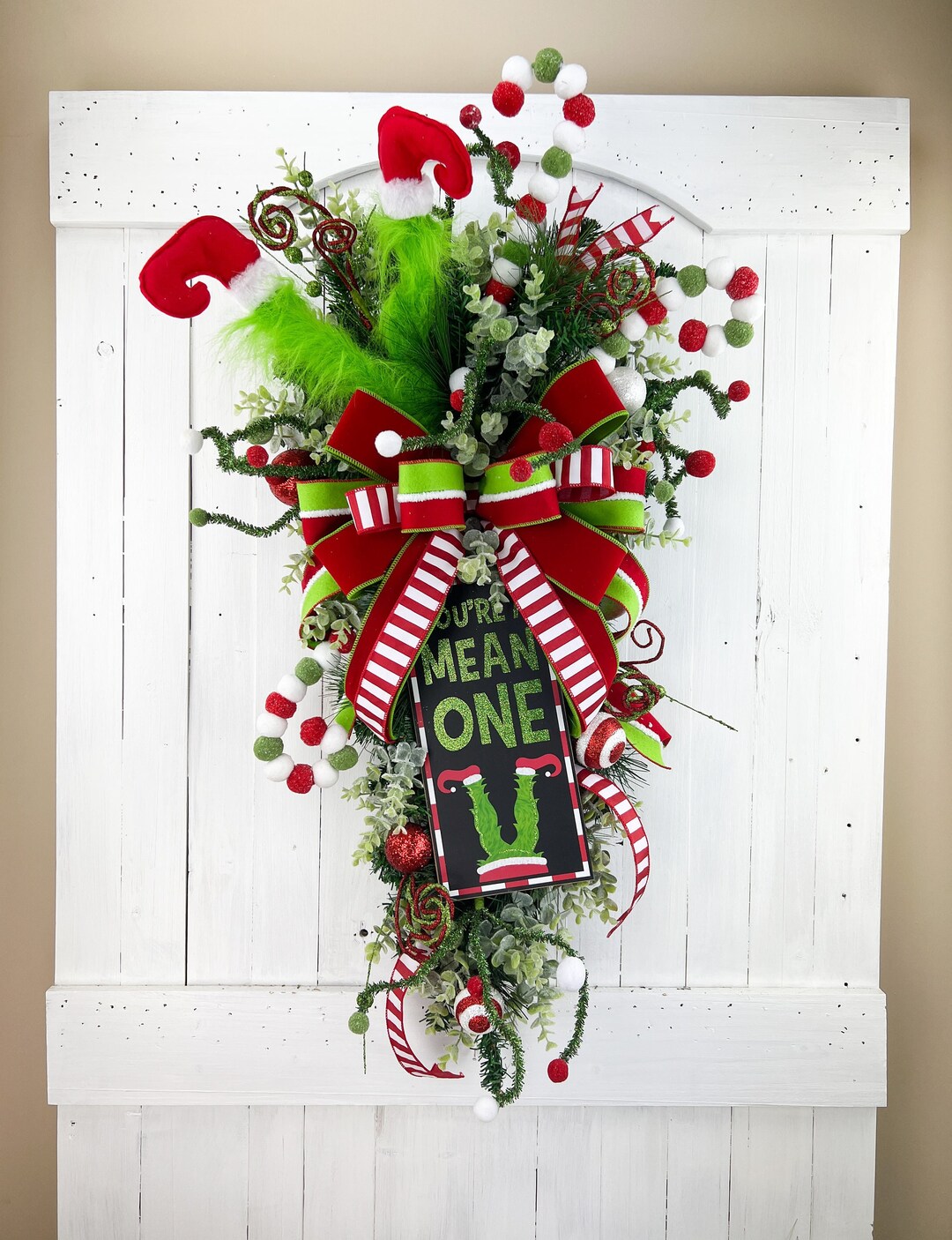 Christmas Swag for Front Door Christmas Green Monster Etsy