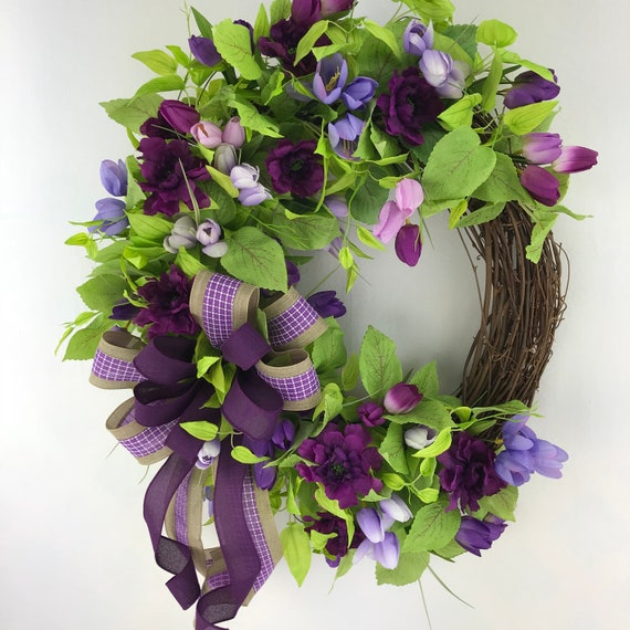Spring Wreath Tulip Wreath Spring Door Decorations Office Etsy