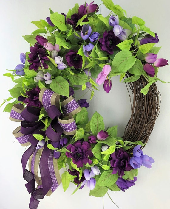 Spring Wreath Tulip Wreath Spring Door Decorations Office Etsy