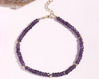 Amethyst Bracelet, Beaded Bracelet, February Birthstone Bracelet, Gemstone Bracelet, Purple Amethyst Jewelry, Birthday Gifts for Women