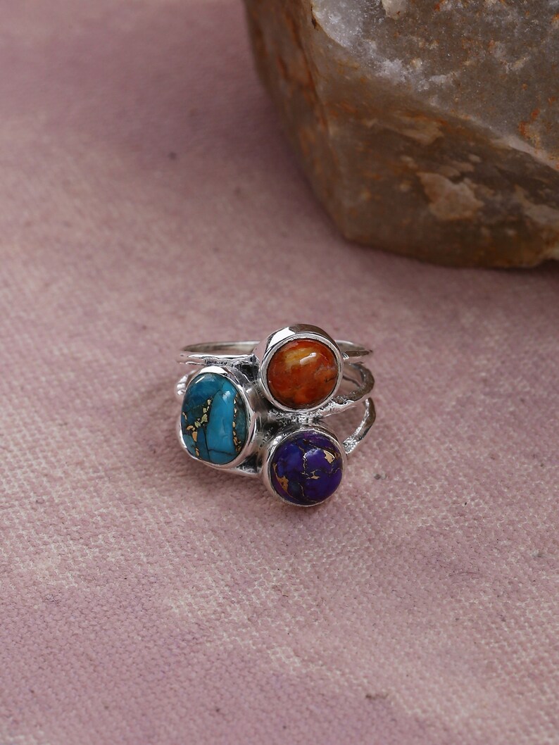 Blue Copper Turquoise Mohave Turquoise Gemstone Solid 925 Sterling Silver Designer Handmade Ring December Birthstone