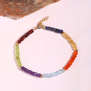 7 Chakra Bracelet, Beaded Bracelet, Healing Bracelet, Gemstone Bracelet, Sterling Silver Bracelet, Chakra Jewelry, Birthday Gifts for Women